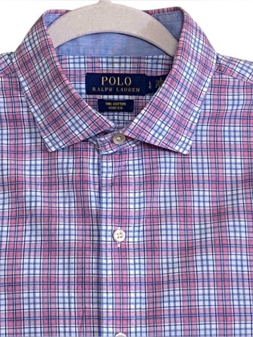 Polo Ralph Lauren Men’s Large Pink Blue Plaid Button Down Shirt - Picture 3 of 8